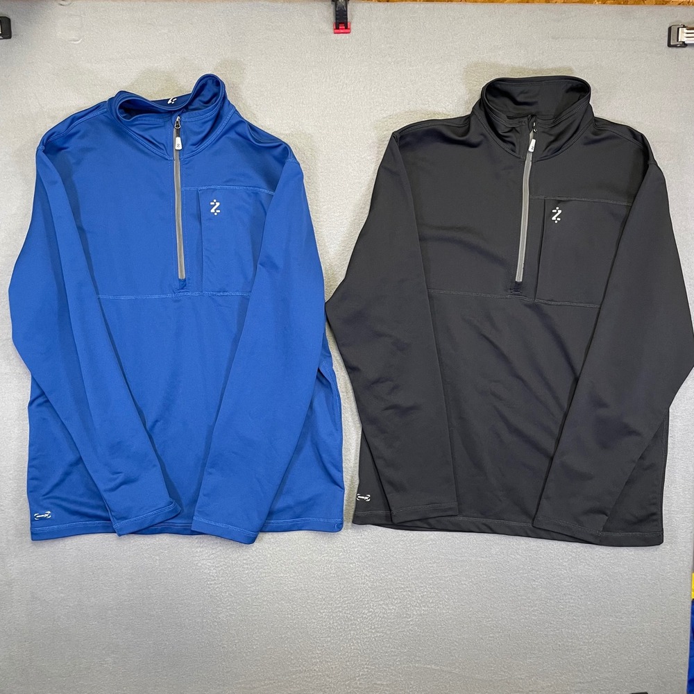 IZOD PerformX Quarter Zip Pullover Mens Medium Blue Black Bundle 2pk Activewear